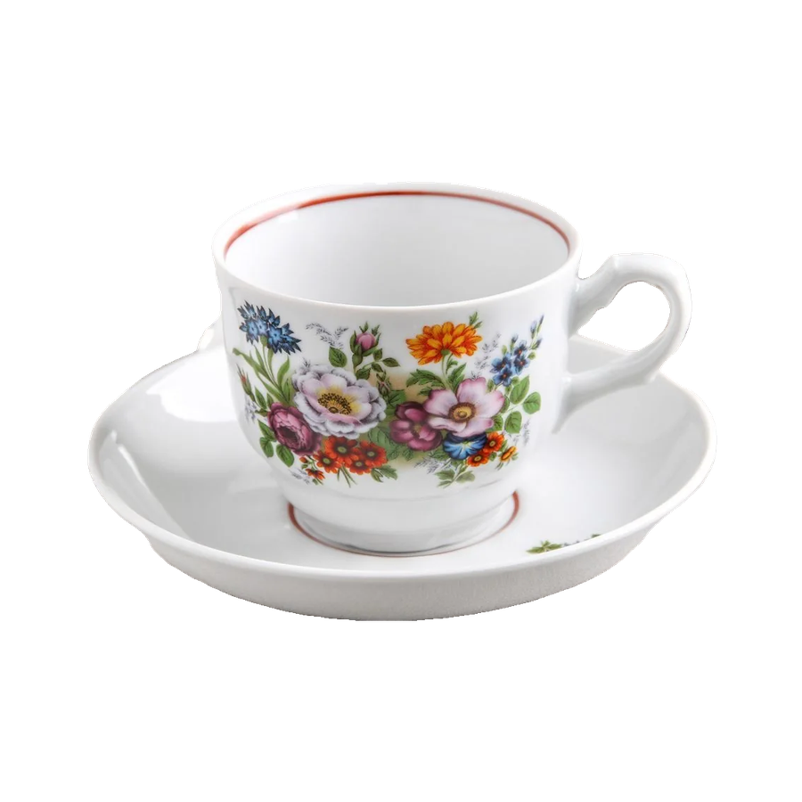 Чайная пара 250 см3 Букет цветов Тюльпан