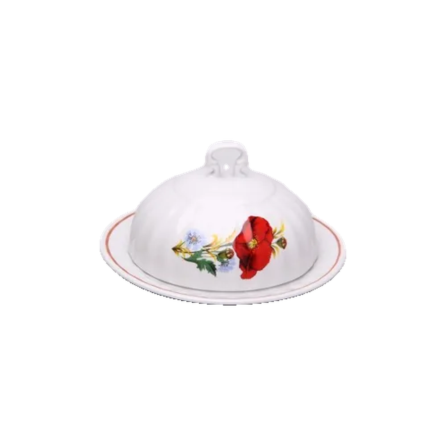 Масленка круглая 500 см3 Маки красные