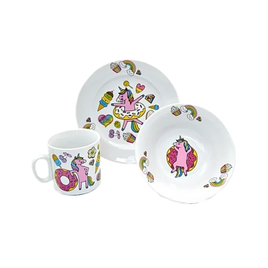 Набор посуды 3пр. Единорожки (сал-к.360,тар.170мм, кр.200) Идиллия